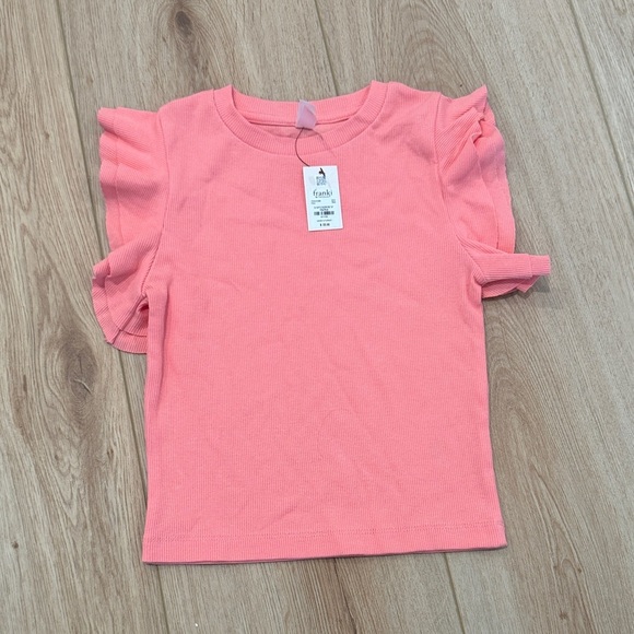 French Toast Coral Ruffle Sleeve Tee - Picture 1 of 3
